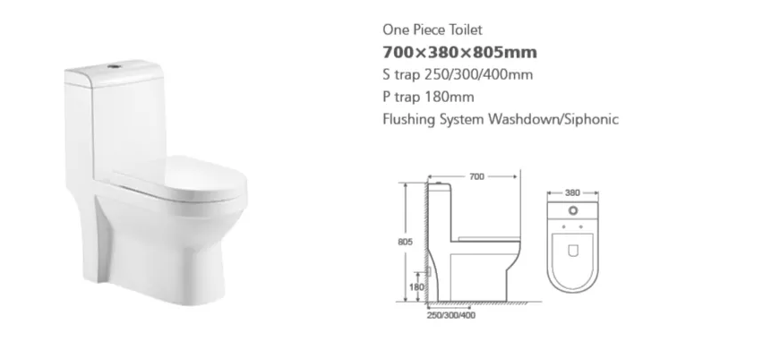 Inodoro de una pieza elongado dual flush con asiento caida lenta, y descarga 1.28gpf/4.8lpf marca Amaze