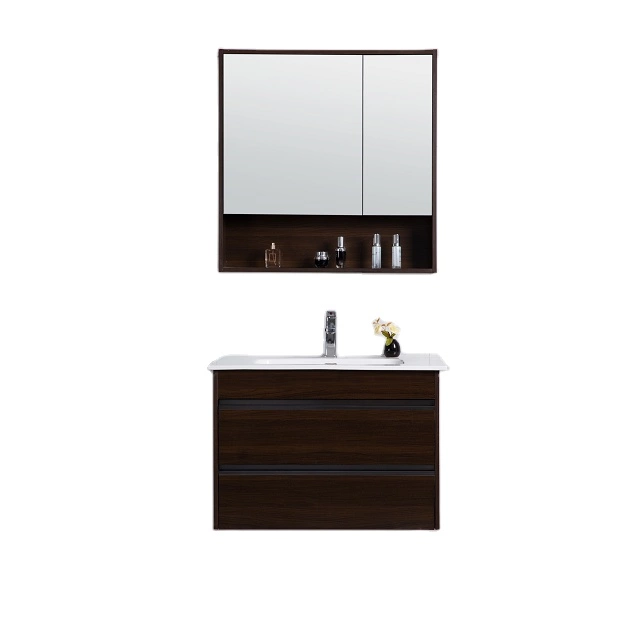 Mueble mediano color marrón en MDF con lavamanos y espejos 1000*480*490mm